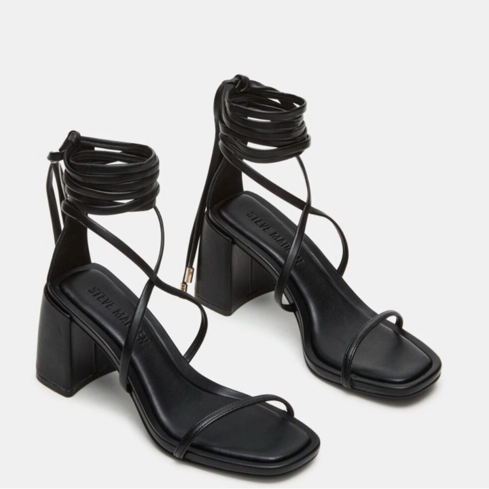 Steve Madden Demure Black Lace-Up Heels
